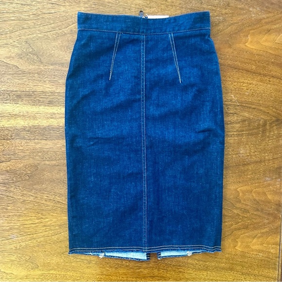 Fiorucci Safety Jeans “Margot” Dark Blue Denim Pencil Skirt Size 25 New With Tag - Picture 1 of 8
